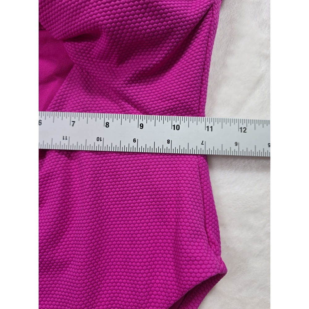 NWT Shade & Shore Pink One Piece Swimsuit Textured High Leg Size S 4-6 - Picture 11 of 12